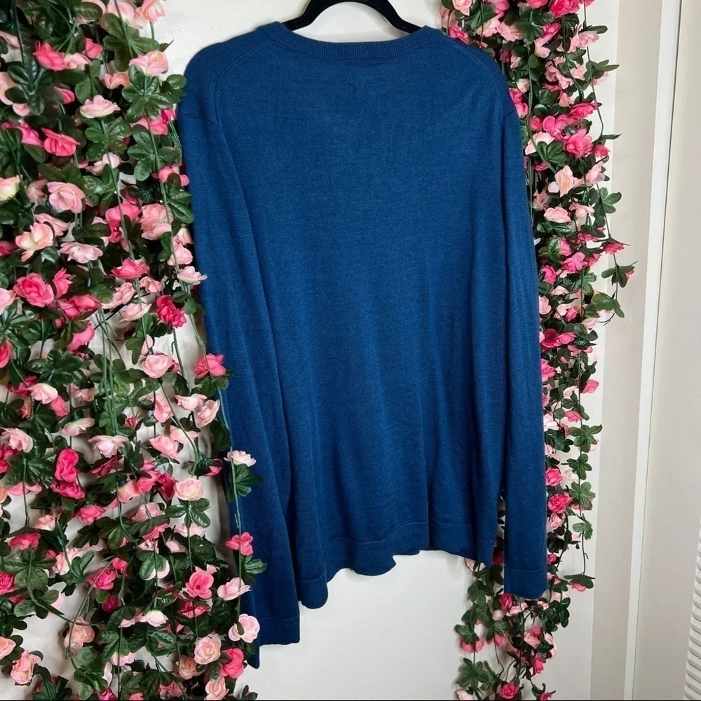 Apt.9 Blue V-Neck Merino Wool Sweater Mens 2XL Casual Business Work Office